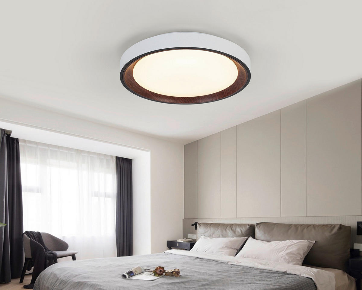 DECKENLEUCHTE  40/7 cm    - Walnussfarben/Schwarz, Trend, Kunststoff/Metall (40/7cm) - Novel