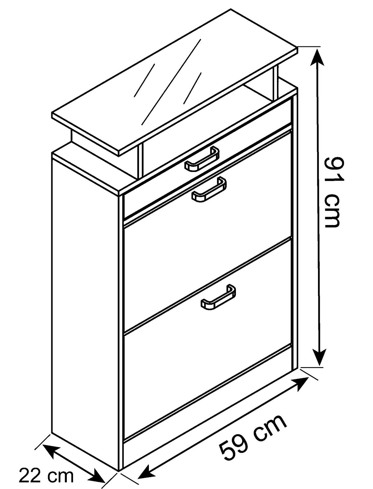 SKOSKÅP MED LUCKOR  i 59/91/22 cm  - vit/grå, Klassisk, trämaterial/plast (59/91/22cm) - MID.YOU