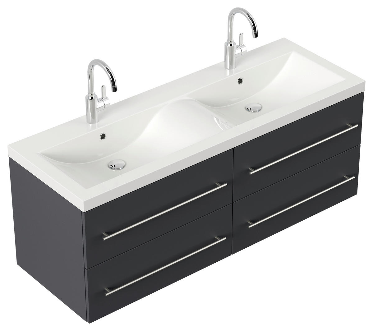 WASCHTISCHKOMBI 160 cm  - Graphitfarben/Weiß, Basics, Holzwerkstoff/Stein (160cm) - MID.YOU