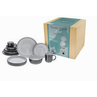 KOMBINOVANÁ SOUPRAVA, 10dílné, kamenina - světle šedá, Trend, keramika - Creatable