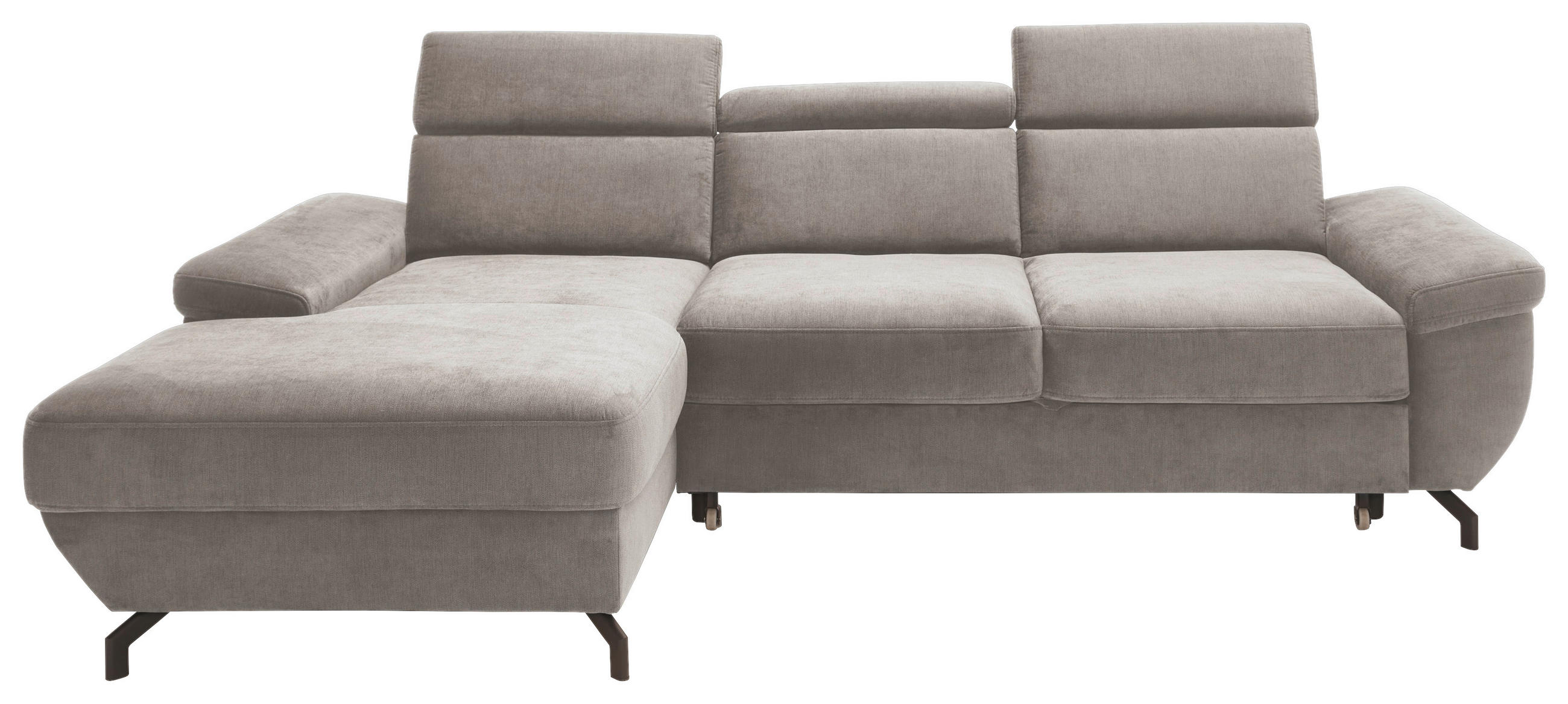 ECKSOFA RIMA Silberfarben Velours  - Silberfarben, MODERN, Textil/Metall (182/262cm) - Trendmanufaktur