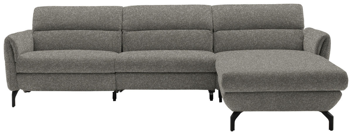 ECKSOFA Greige Chenille  - Greige/Schwarz, Design, Textil/Metall (299/187cm) - Schöner Wohnen