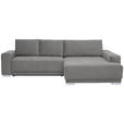 ECKSOFA inkl. Funktionen in Flachgewebe Hellgrau  293/195 cm  - Silberfarben/Hellgrau, Design, Holz/Textil (293/195cm) - Cantus