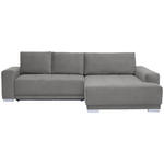 ECKSOFA inkl. Funktionen Hellgrau Flachgewebe  - Silberfarben/Hellgrau, Design, Holz/Textil (293/195cm) - Cantus