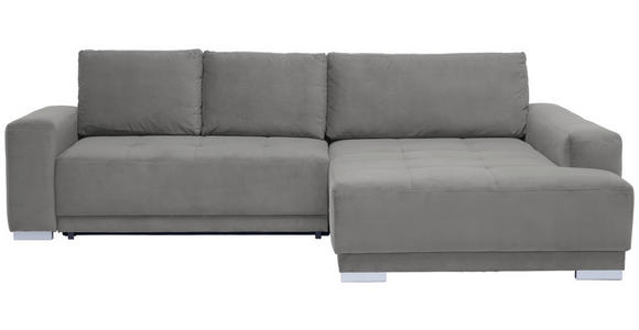 ECKSOFA inkl. Funktionen in Flachgewebe Hellgrau 293/195 cm - Silberfarben/Hellgrau, Design, Holz/Textil (293/195cm) - Cantus
