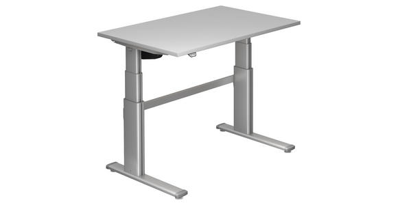 SCHREIBTISCH höhenverstellbar  - Silberfarben/Grau, Design, Holzwerkstoff/Metall (120/80/66-130cm) - Venda