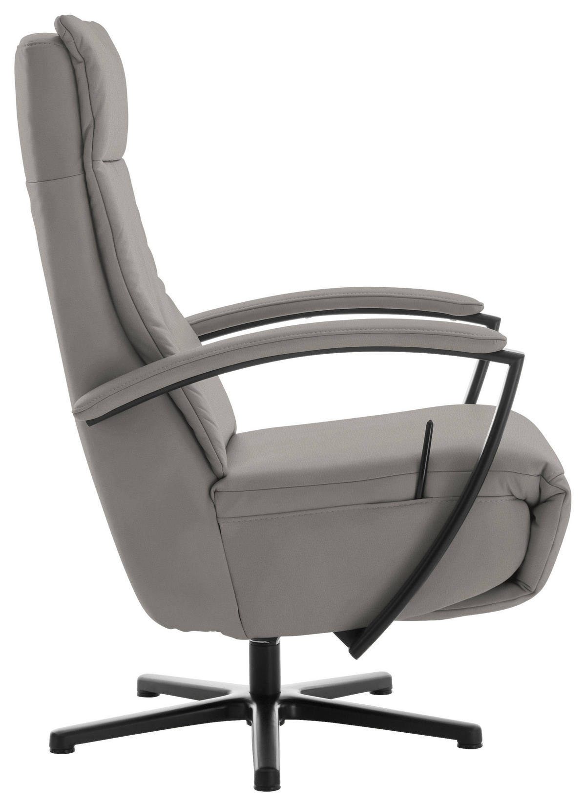 RELAXSESSEL in Leder Hellgrau  - Hellgrau/Schwarz, Design, Leder/Metall (76/112/83cm) - Beldomo Speed