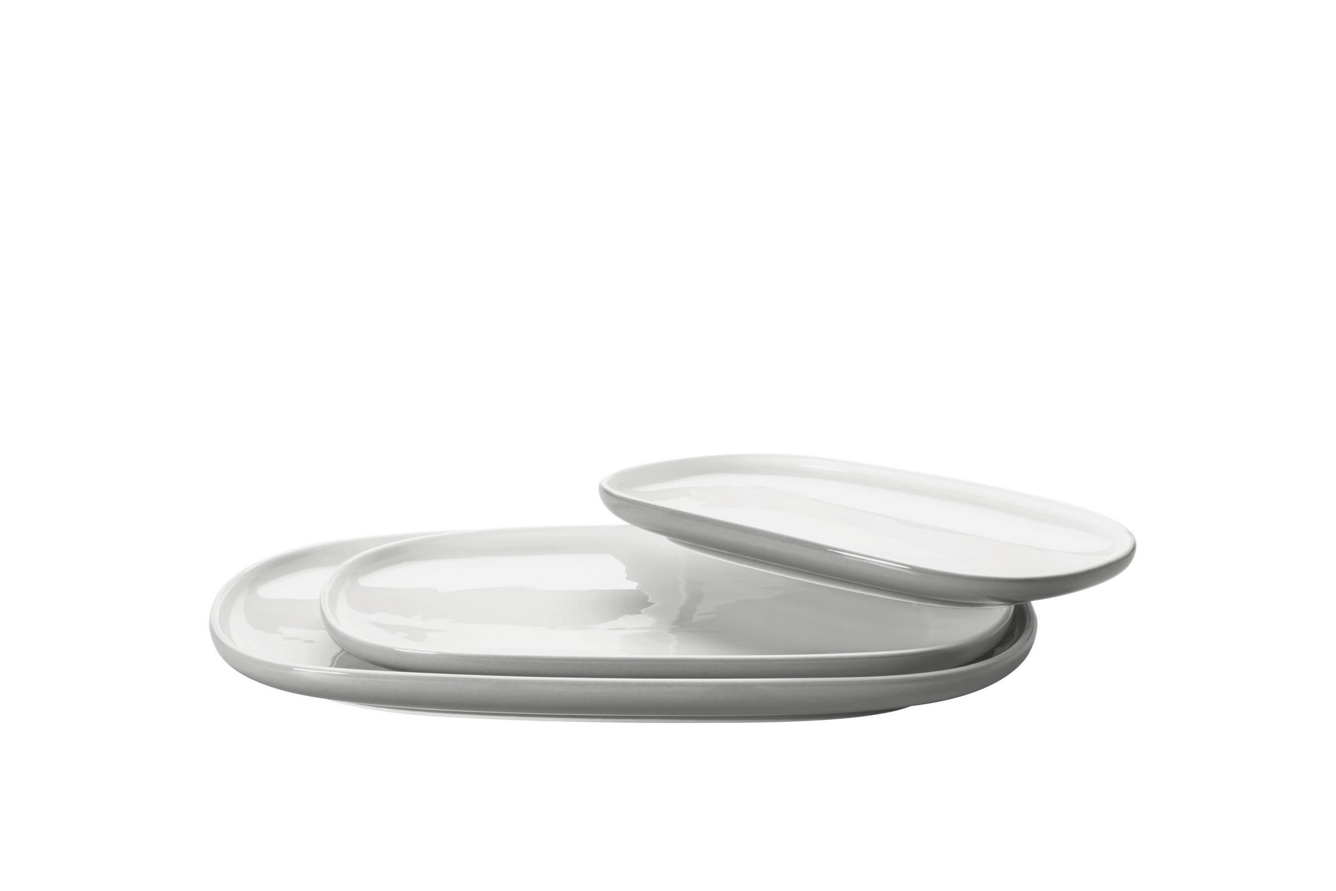 SERVIERPLATTEN-SET  - Weiß/Grau, Basics, Keramik - Mäser