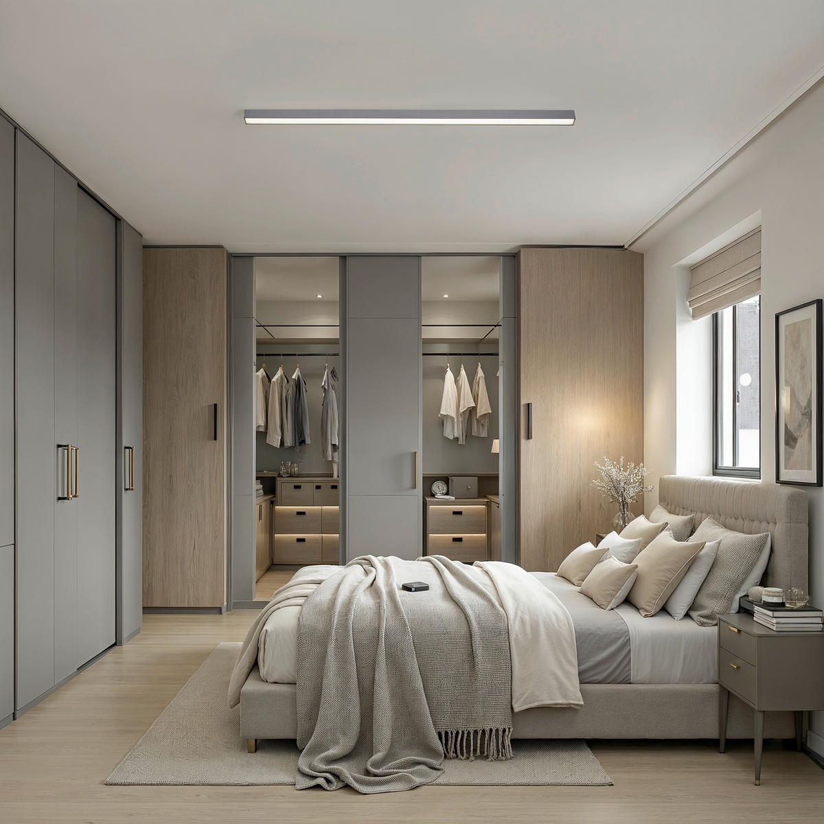 STROPNA LED-SVETILKA  Pure Lines 18 W/1740 lm/2700-5000 K/230 V/ - antracit, Design, kovina/umetna masa (110/3,8/3,9cm) - Neuhaus PURE