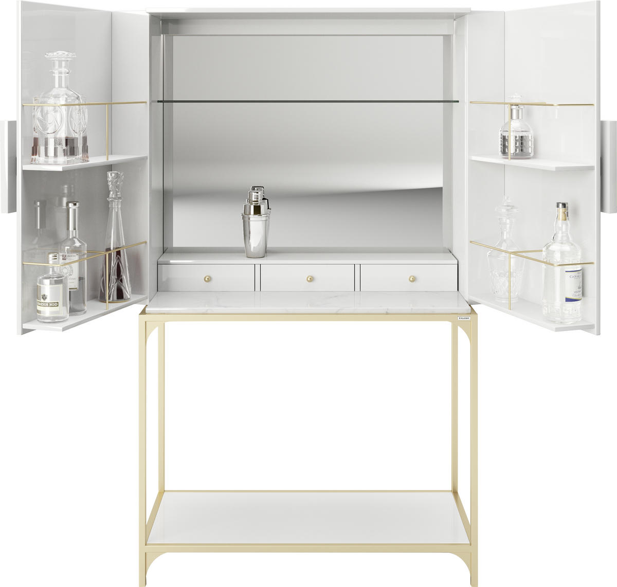 BARSCHRANK in Weiß  - Goldfarben/Weiß, LIFESTYLE, Glas/Holzwerkstoff (100/170/45cm) - Playboy