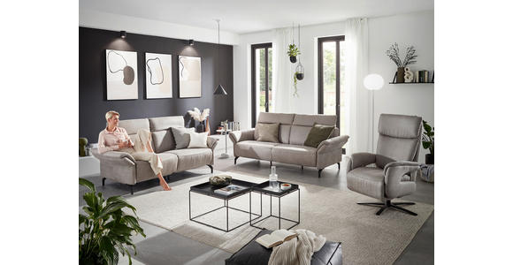 2-SITZER-SOFA Varo Lederlook Hellgrau  - Hellgrau/Schwarz, KONVENTIONELL, Textil/Metall (194/103/92cm) - Dieter Knoll