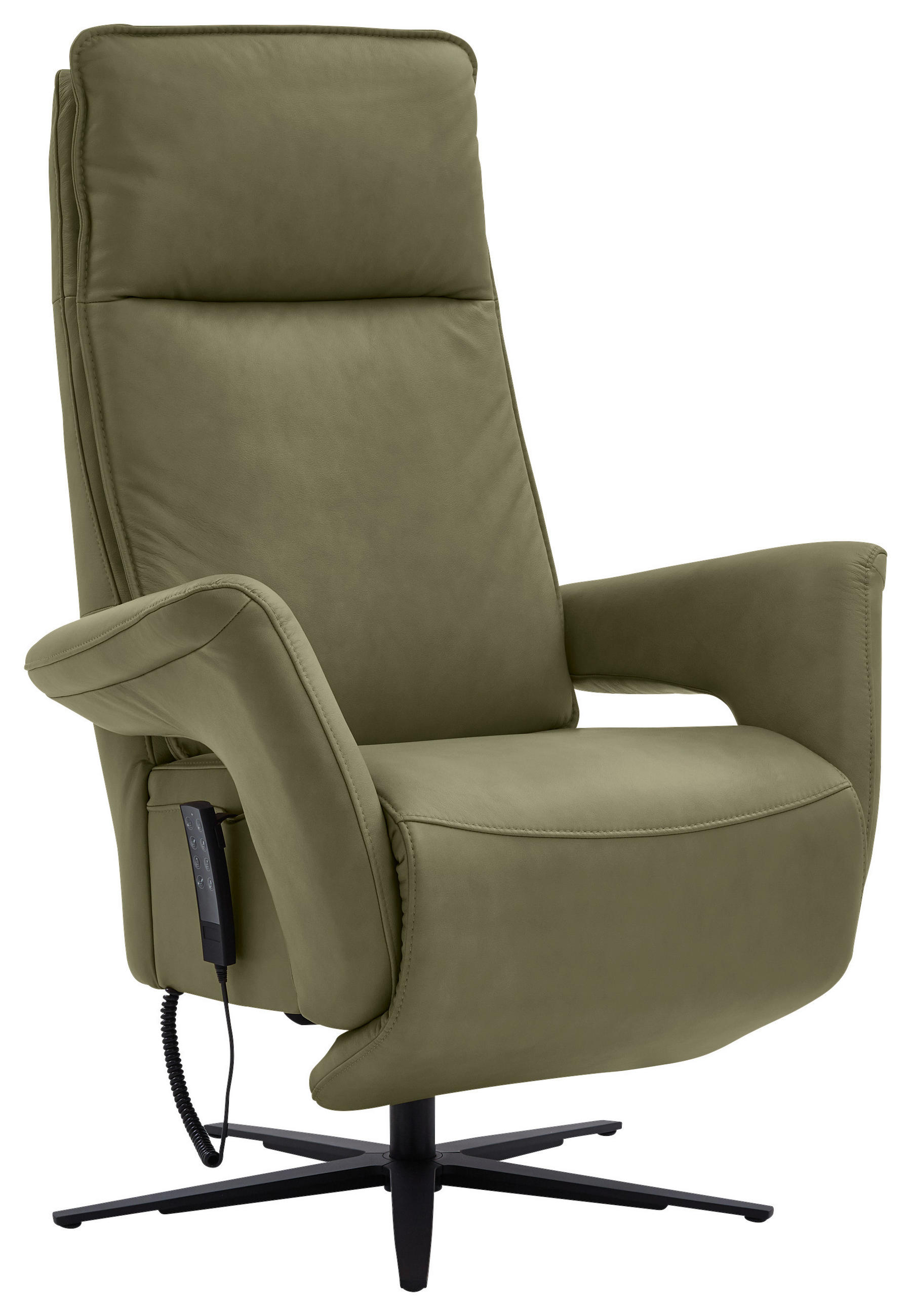 RELAXSESSEL in Leder Grün  - Schwarz/Grün, Design, Leder/Metall (83/123/87cm) - Valdera