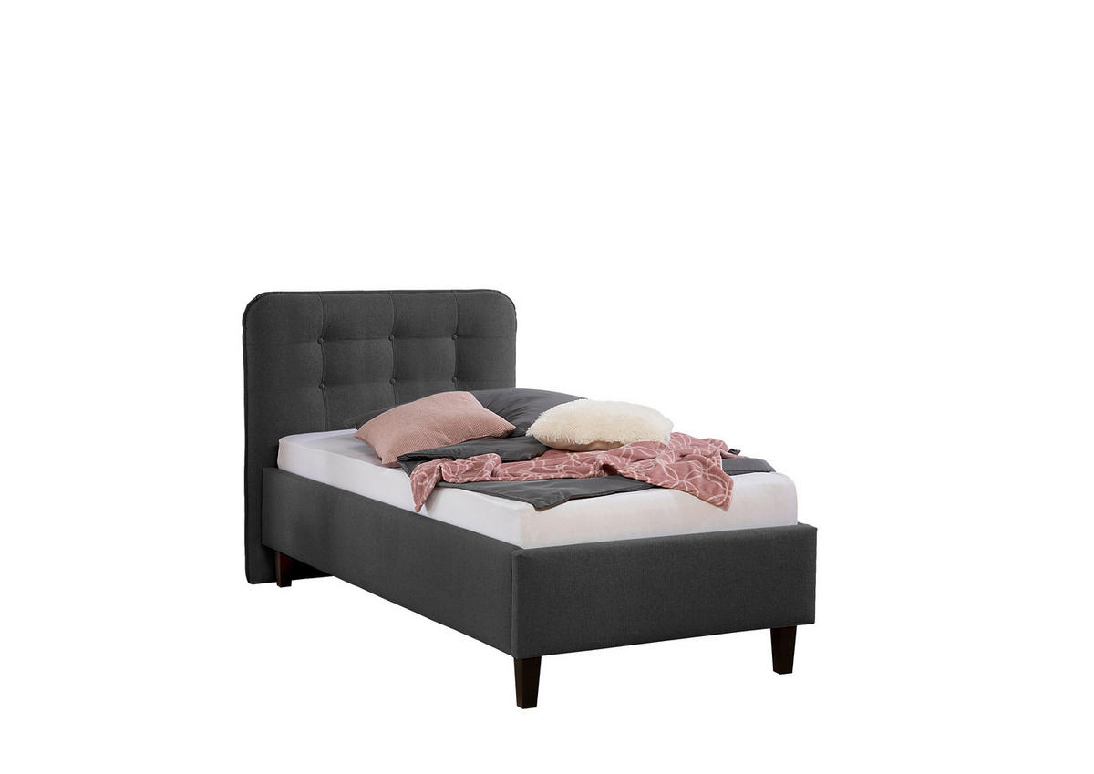 POLSTERBETT 100/200 cm,  in Anthrazit,  - Anthrazit/Schwarz, MODERN, Holz/Textil (100/200cm) - Livetastic