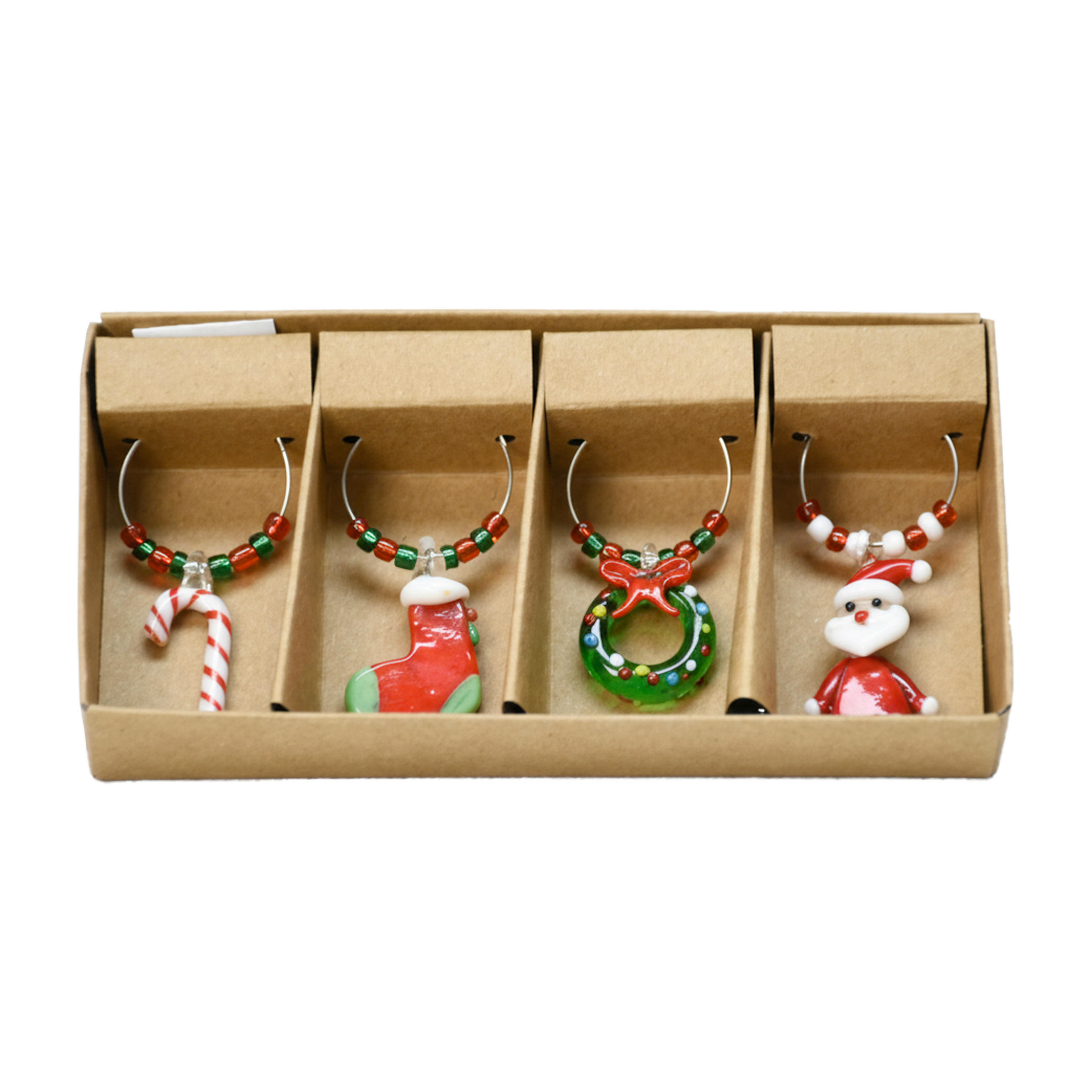 DEKOHÄNGER 4-teilig  - Rot/Weiß, LIFESTYLE, Glas (13,5/6,8/2,4cm) - X-Mas
