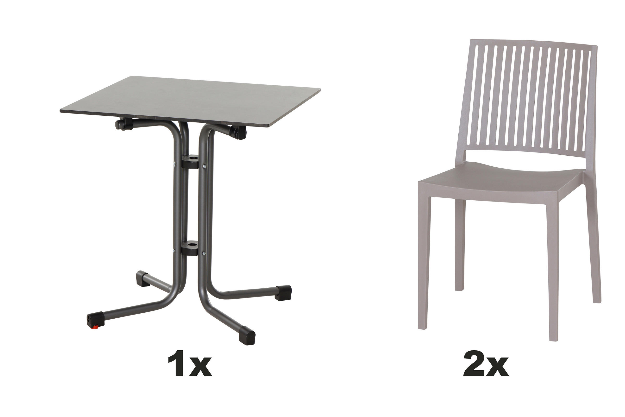 GARTENGARNITUR 3-teilig  - Taupe/Anthrazit, Basics, Holzwerkstoff/Kunststoff (65/80/65cm) - Siena Garden