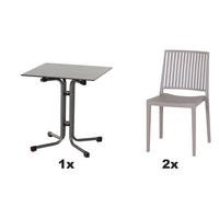 GARTENGARNITUR 3-teilig 3-teilig  - Taupe/Anthrazit, Basics, Kunststoff/Metall (65/80/65cm) - Siena Garden