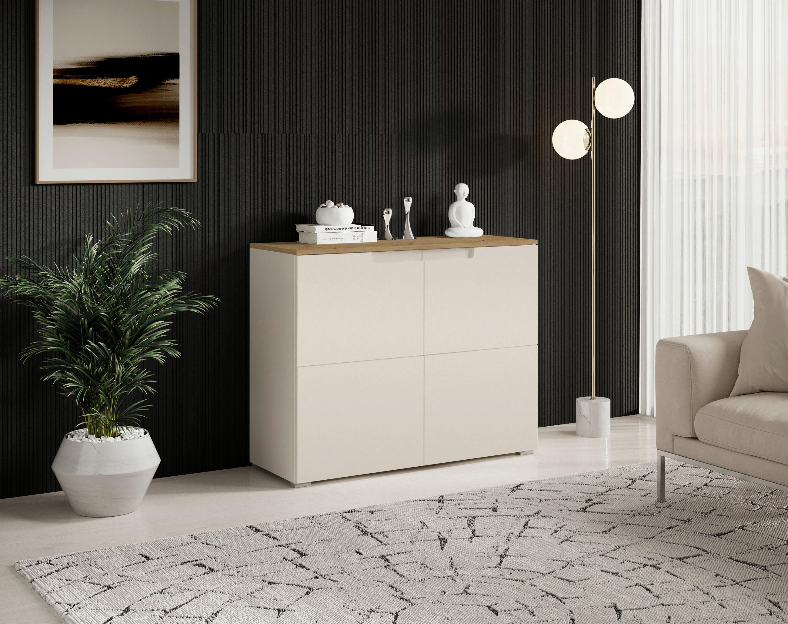 KOMMODE in 100/80/40 cm - Kaschmir/Schwarz, Design, Holzwerkstoff/Kunststoff (100/80/40cm) - home24