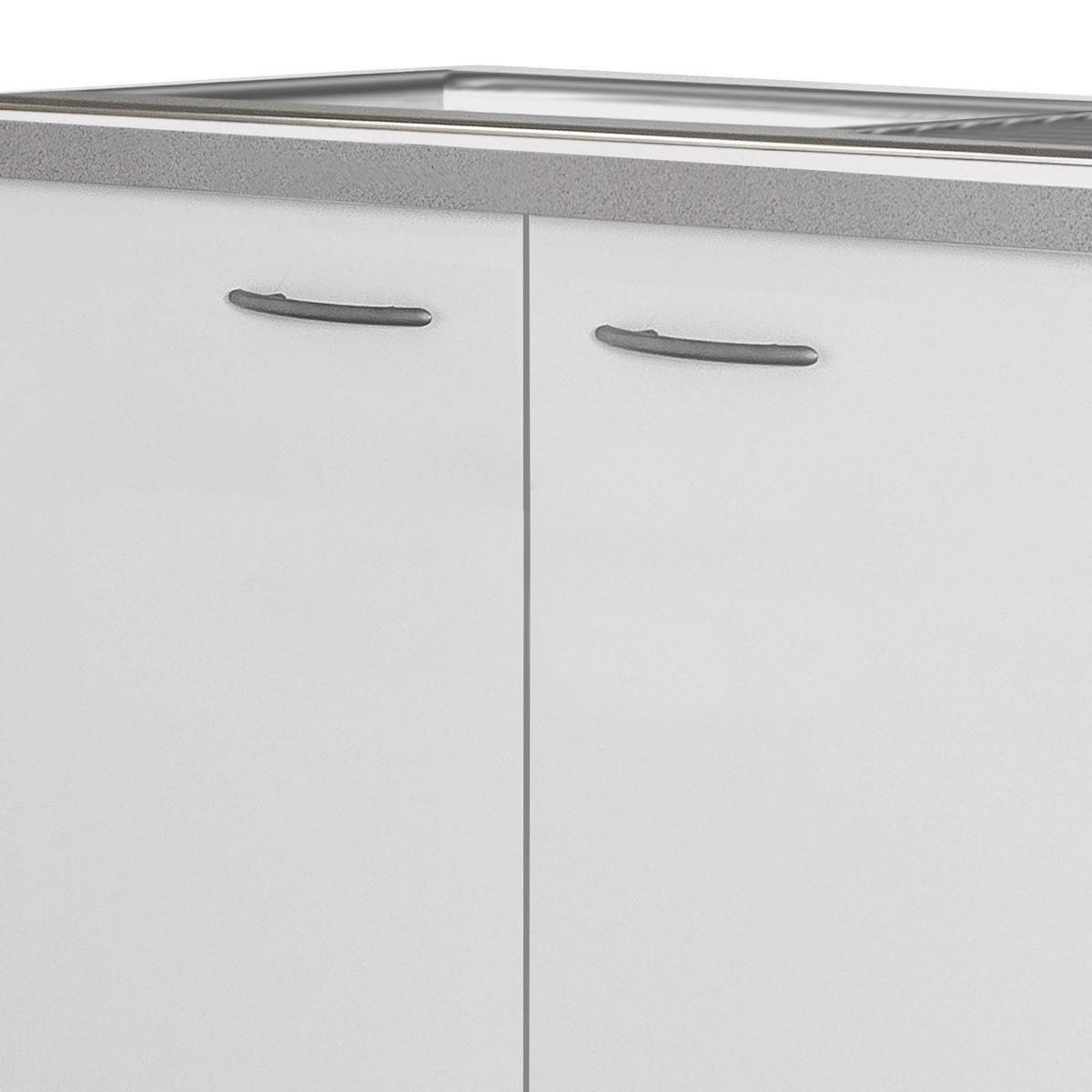 SPÜLENUNTERSCHRANK 100/85/60 cm  in Weiß  - Edelstahlfarben/Hellgrau, Holzwerkstoff/Kunststoff (100/85/60cm) - FlexWell