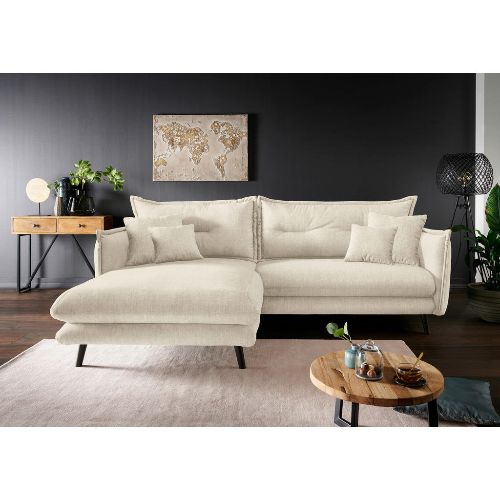 Thumbnail - Livetastic Ecksofa, Beige, Textil, Buche, 2-Sitzer, Füllung: Polyester, Ottomane links, L-Form, 255x180 cm, AZO-frei, Ma...