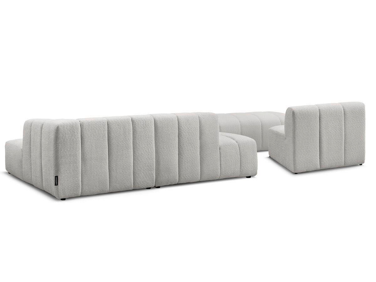 ECKSOFA Ottomane rechts  ANNECY Hellgrau Bouclé  - Hellgrau/Schwarz, MODERN, Kunststoff/Textil (262/170cm)