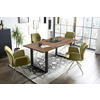TISCHGRUPPE Grün, Walnussfarben  - Silberfarben/Walnussfarben, MODERN, Holz/Textil (160/90/75cm) - Livetastic