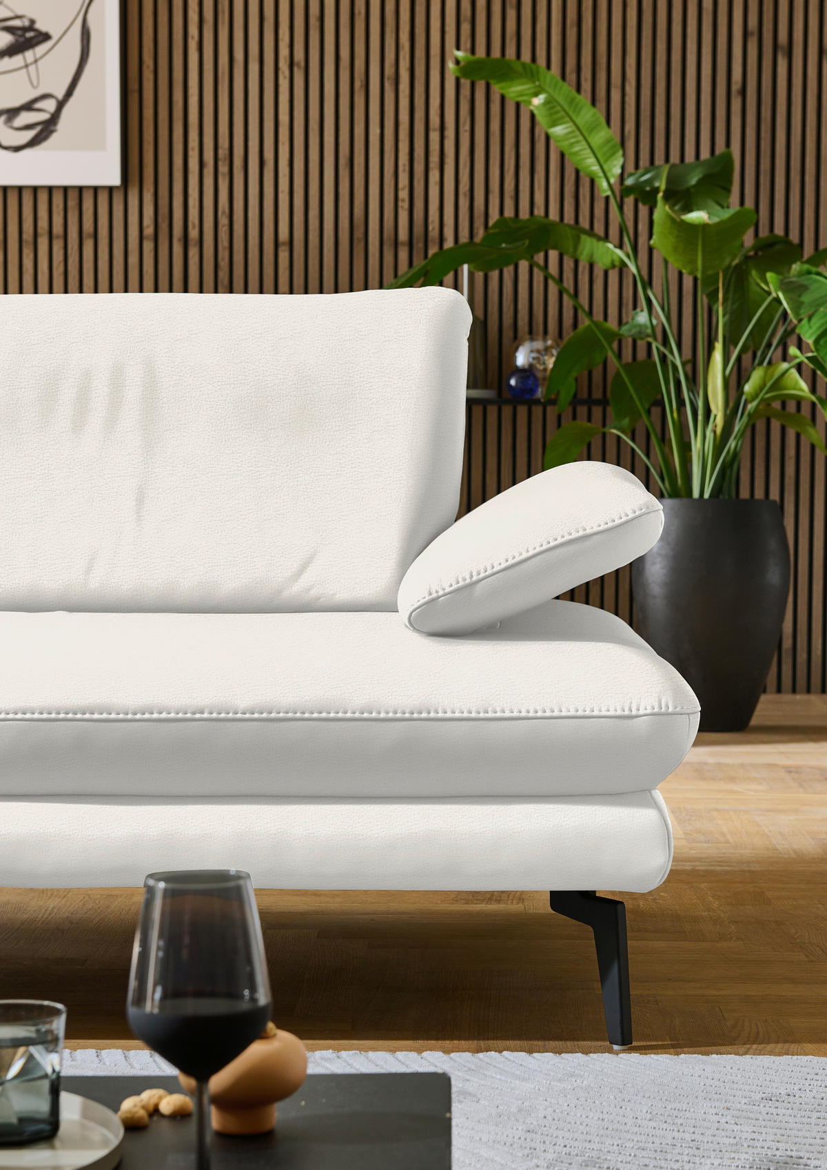 ECKSOFA in Echtleder Weiss  - Weiss/Schwarz, Design, Leder/Metall (195/308cm) - Dieter Knoll