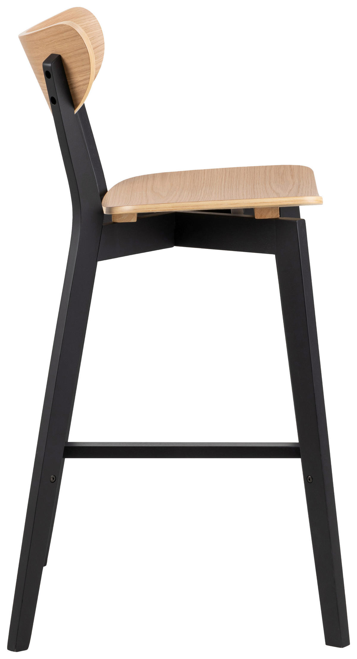 BARSKI STOL, barve hrasta  - črna/barve hrasta, Trend, les (45/105/49cm) - MID.YOU