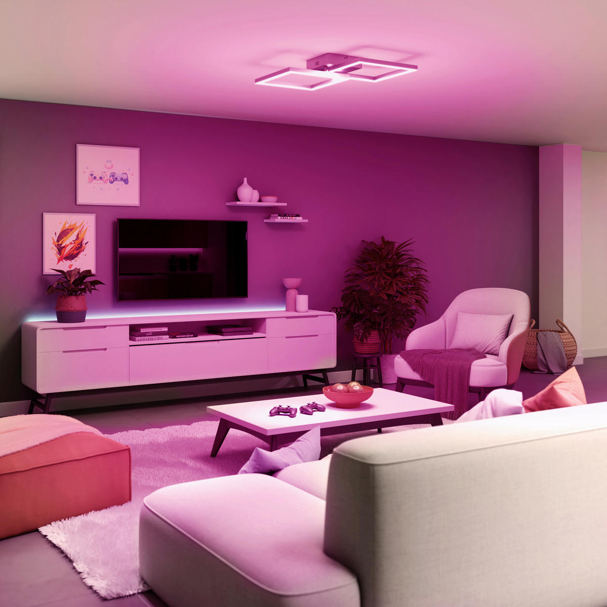 LED-DECKENLEUCHTE  44/7,8/44 cm   - Silberfarben, Design, Metall (44/7,8/44cm) - Tint