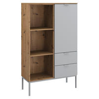 KOMMODE 80/138/42 cm Grau, Eichefarben  - Eichefarben/Alufarben, Trend, Holzwerkstoff/Kunststoff (80/138/42cm) - Stylife