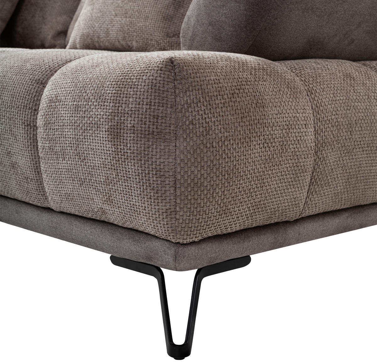 ECKSOFA Taupe Chenille Zierkissen, Rückenkissen, Rücken echt  - Taupe/Schwarz, MODERN, Textil/Metall (184/262cm) - MID.YOU