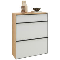 MEUBLE À CHAUSSURES SUSPENDU  in 84/102/31 cm  - Weiss/Eichefarben, Design, Glas/Holz (84/102/31cm) - Dieter Knoll