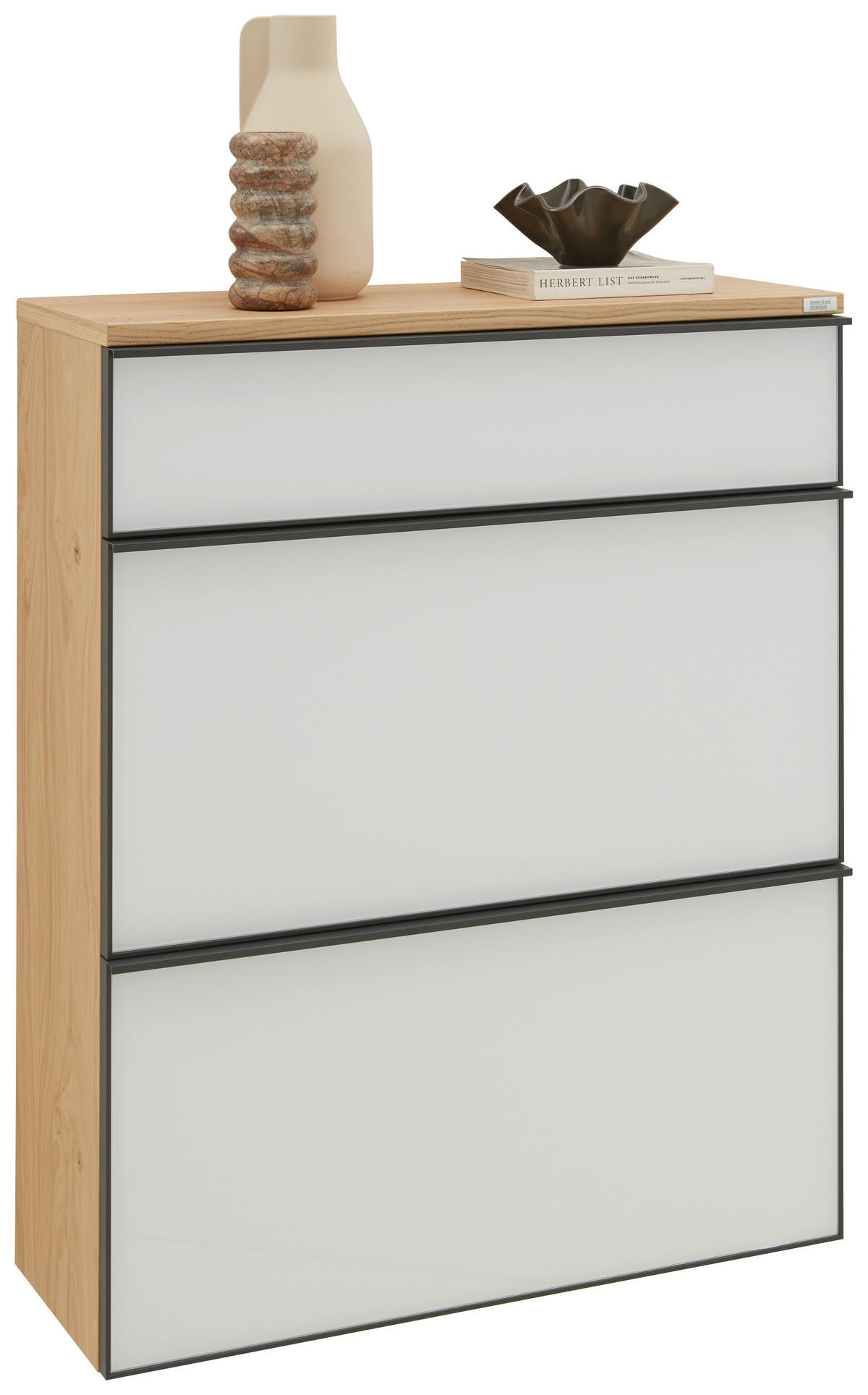 MEUBLE À CHAUSSURES SUSPENDU  in 84/102/31 cm  - Weiss/Eichefarben, Design, Glas/Holz (84/102/31cm) - Dieter Knoll