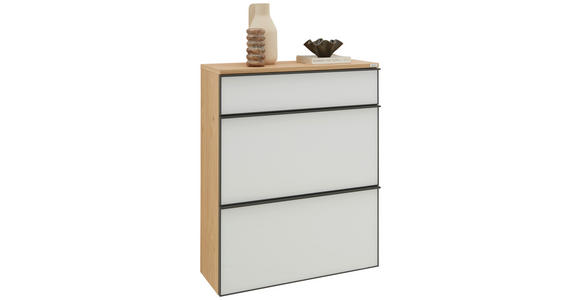 HÄNGESCHUHSCHRANK Balkeneiche furniert Anthrazit, Weiß, Eichefarben  - Eichefarben/Anthrazit, Design, Glas/Holz (84/102/31cm) - Dieter Knoll