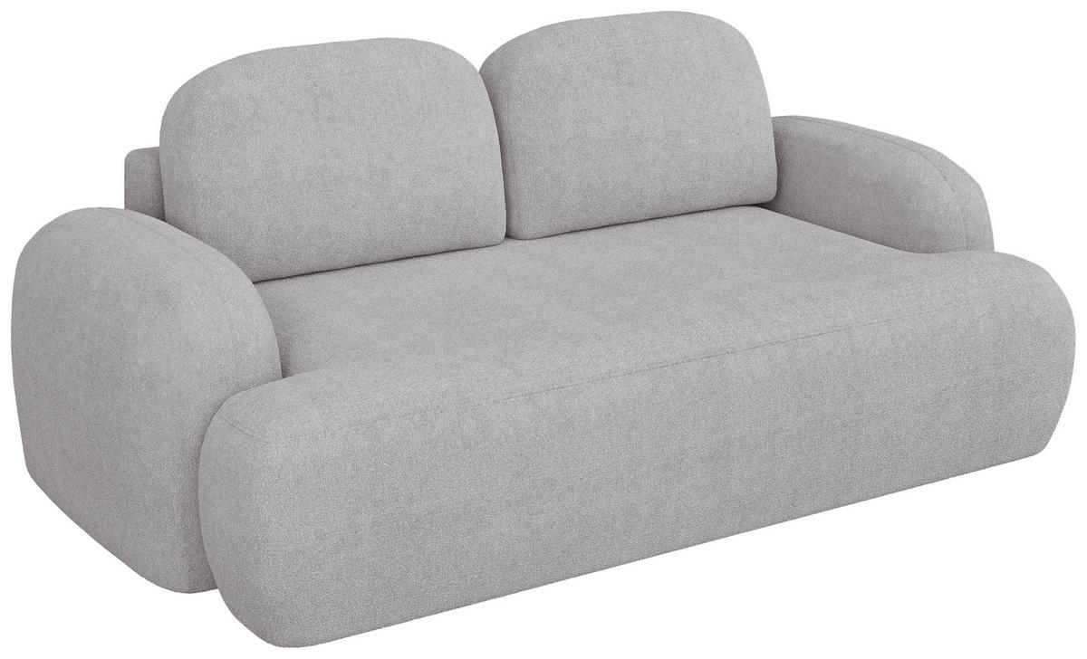 2-SITZER-SOFA Sevilla Plus in Bouclé Hellgrau  - Hellgrau/Schwarz, Design, Kunststoff/Textil (210/92/110cm) - MID.YOU