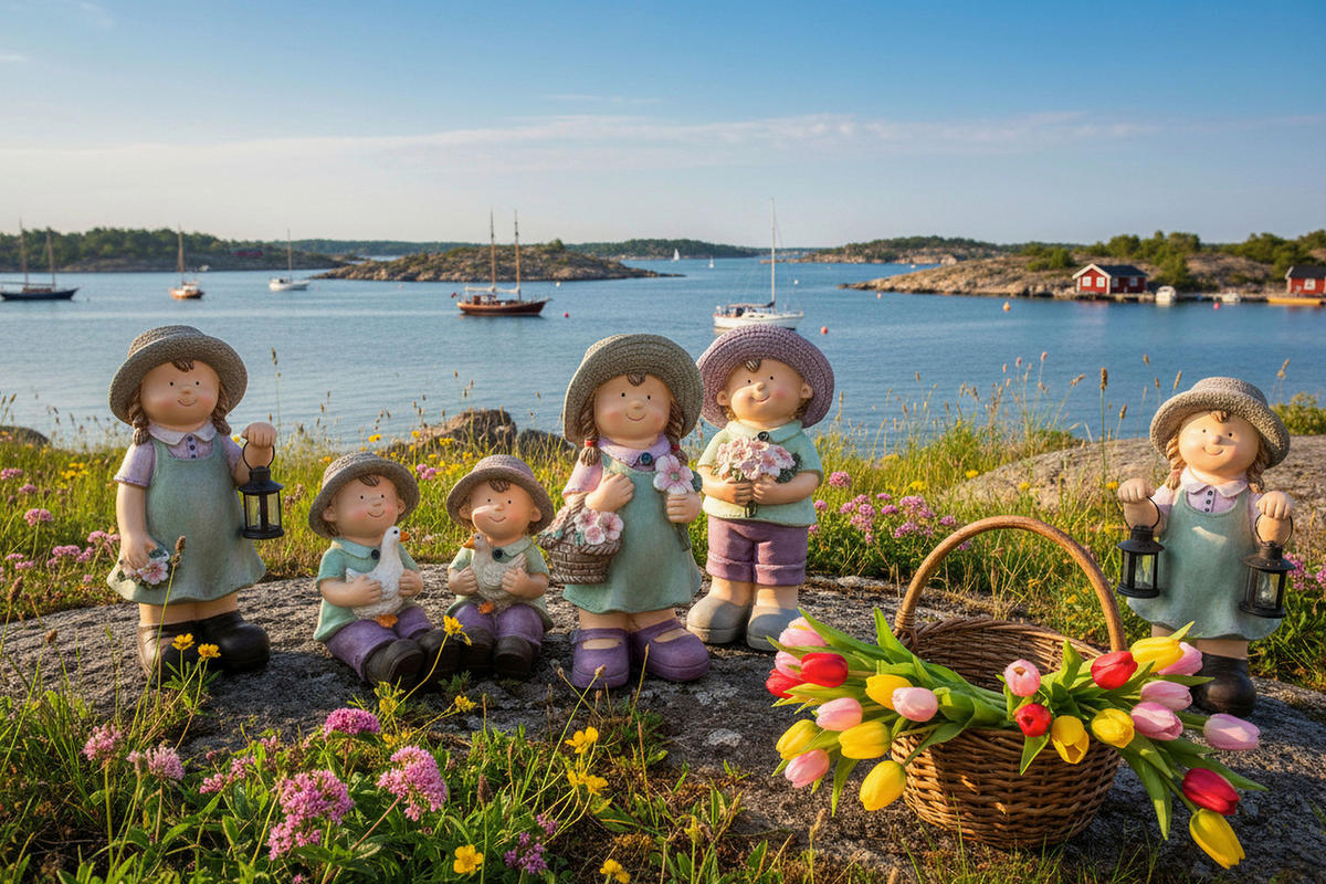 UKRASNA FIGURICA DETE - lila/zelena, Lajfstajl, kamen/metal (20,5/40,5/18,5cm)