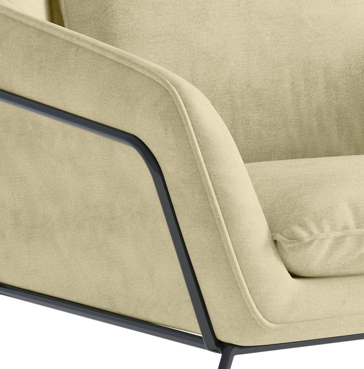 SESSEL in Flachgewebe Beige  - Beige/Schwarz, Design, Textil/Metall (78/85/85cm) - Livetastic