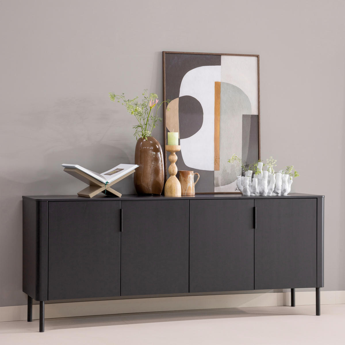 SIDEBOARD Gunnar  in 201/85/44 cm  - Schwarz, Design, Holz/Metall (201/85/44cm) - Livetastic