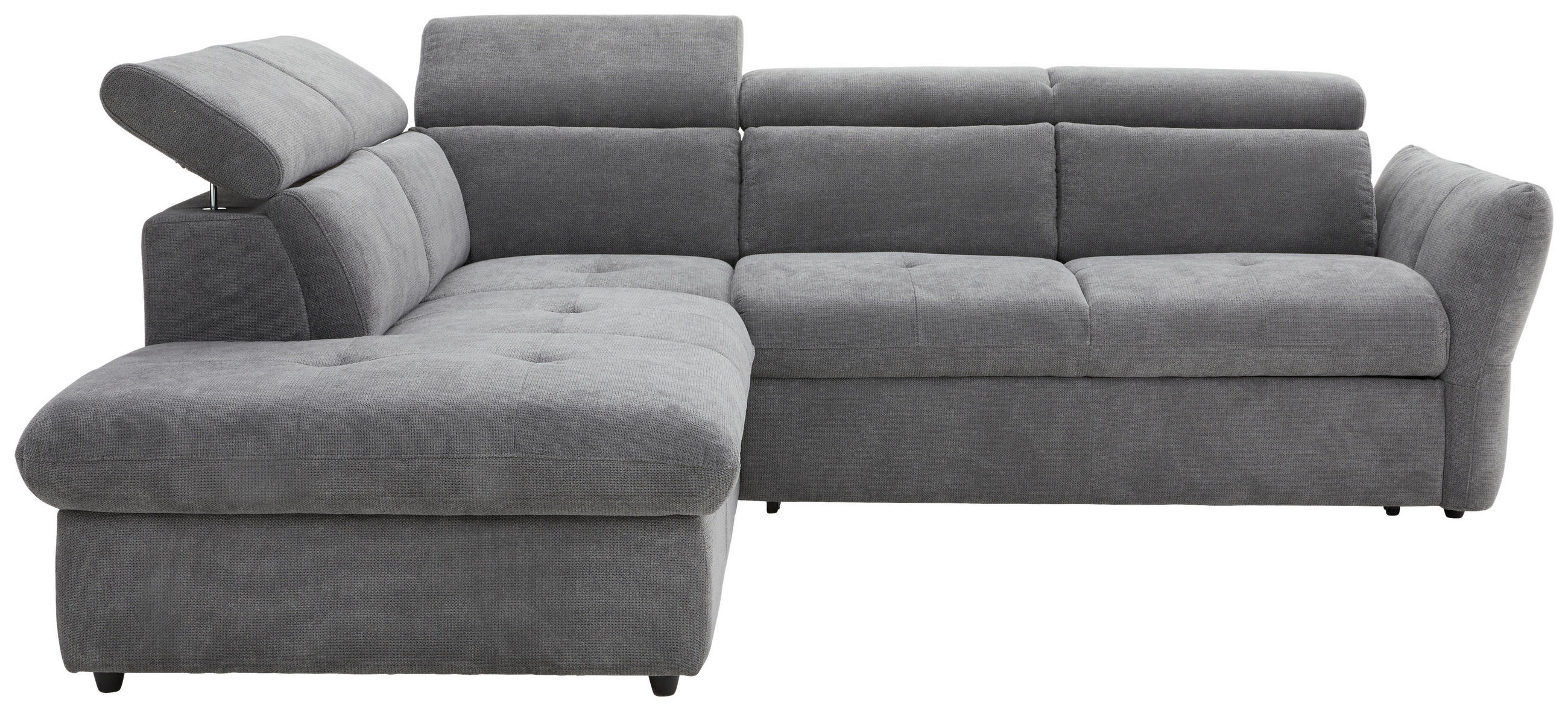 ECKSOFA in Mikrofaser Graubraun  - Graubraun/Schwarz, Design, Kunststoff/Textil (224/254cm) - Livetastic