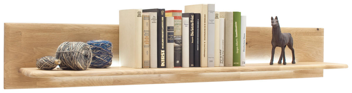 WANDBOARD ohne Beleuchtung, Balkeneiche massiv Eichefarben  - Eichefarben, Design, Holz (150/24/25cm) - Livetastic