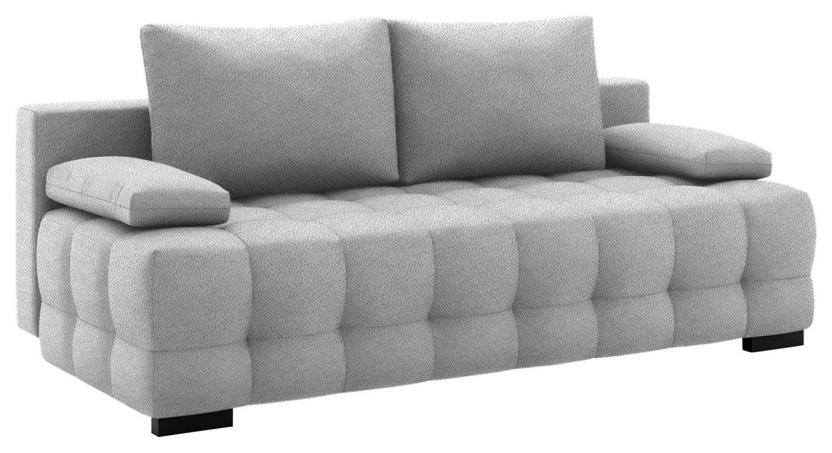 SCHLAFSOFA in Chenille, Plüsch Grau  - Schwarz/Grau, KONVENTIONELL, Kunststoff/Textil (209/96/100cm) - Stylife