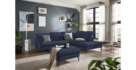 ECKSOFA in Flachgewebe Dunkelblau 299-313/233 cm - Schwarz/Dunkelblau, Design, Textil/Metall (299-313/233cm) - Dieter Knoll