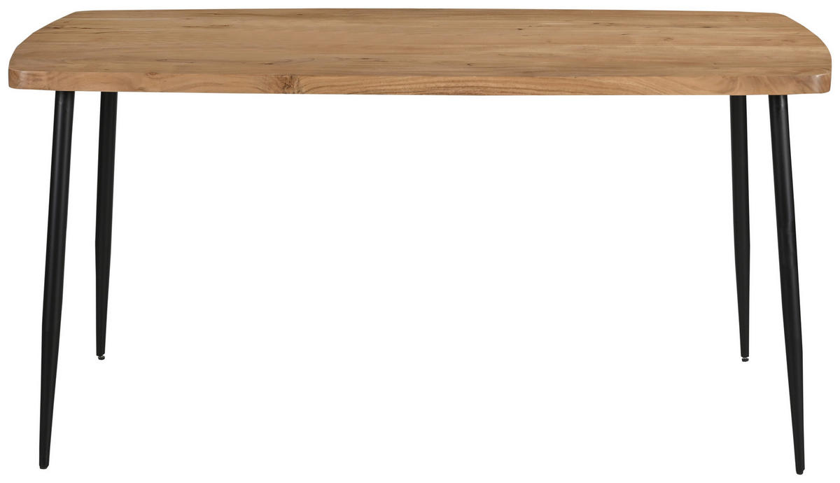 ESSTISCH Akazie Hartholz rechteckig Schwarz, Akaziefarben  - Schwarz/Akaziefarben, Design, Holz/Metall (160/90/76cm) - Boxxx