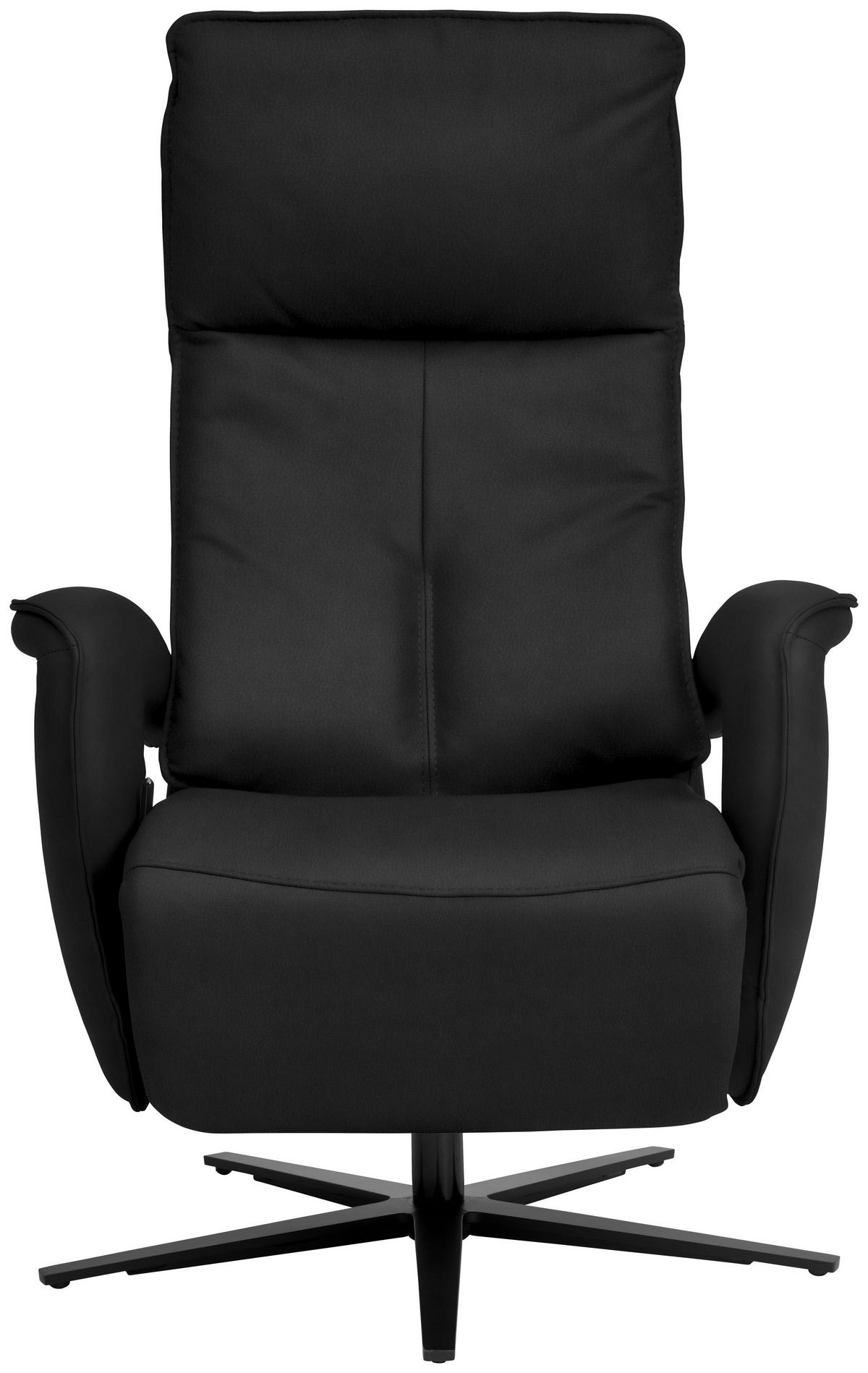 RELAXSESSEL in Leder Schwarz  - Schwarz, Design, Leder/Metall (77/119/87cm) - Valdera