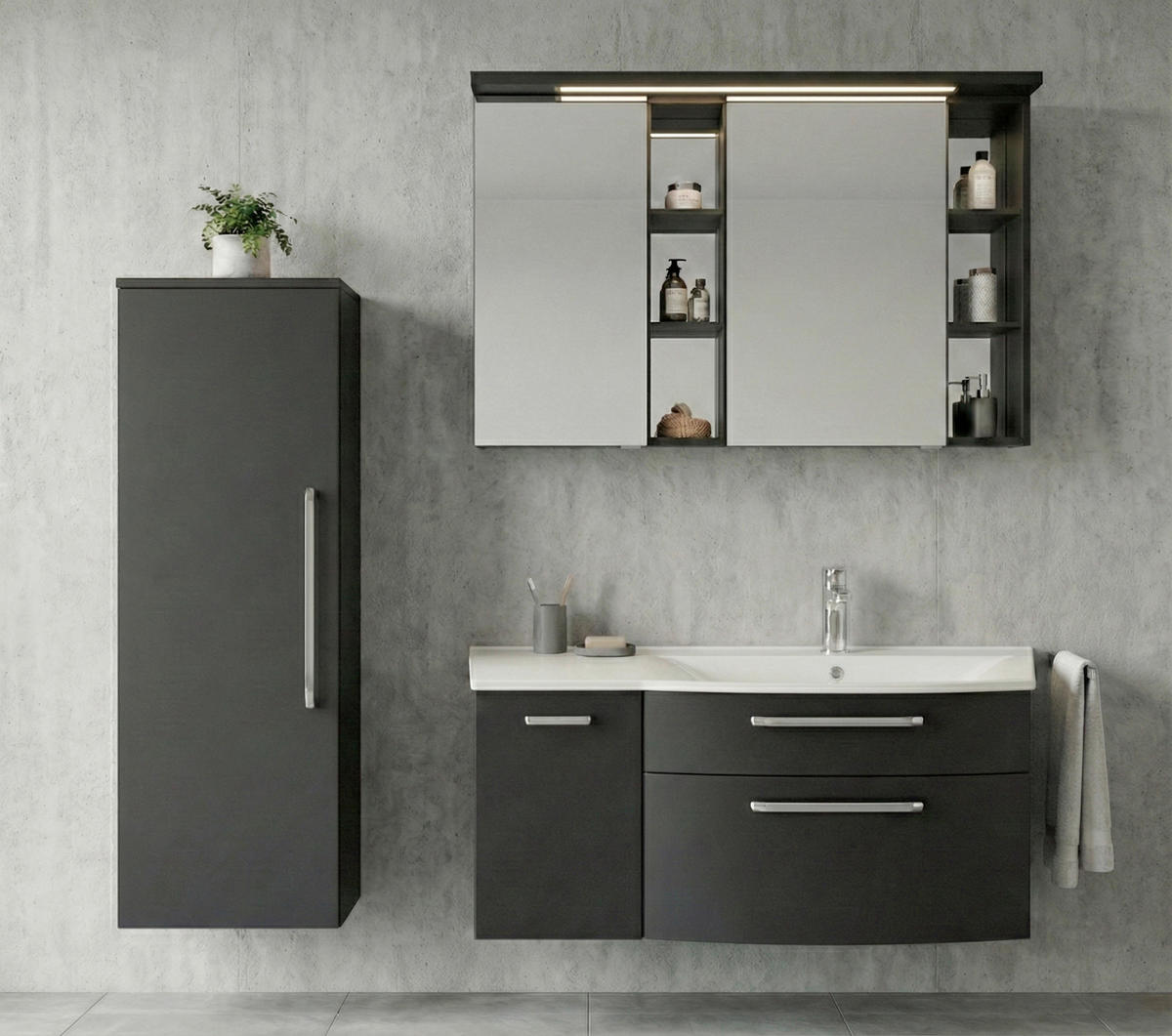 ELEMENT S OGLEDALOM  antracit  - antracit, Design, staklo/drvni materijal (70/64/17cm)