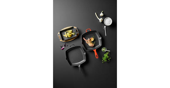 GRILLPFANNE Beef & More Emaille  - Rot/Schwarz, KONVENTIONELL, Metall (26/26cm) - Homeware Profession.