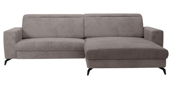 ECKSOFA inkl. Funktion Taupe Cord  - Taupe/Schwarz, KONVENTIONELL, Textil/Metall (290/178cm) - Cantus