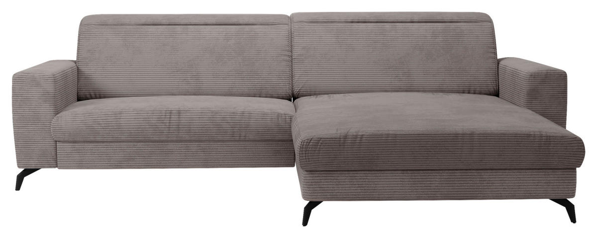 ECKSOFA in Cord Taupe  - Taupe/Schwarz, Konventionell, Textil/Metall (290/178cm) - Sit & More