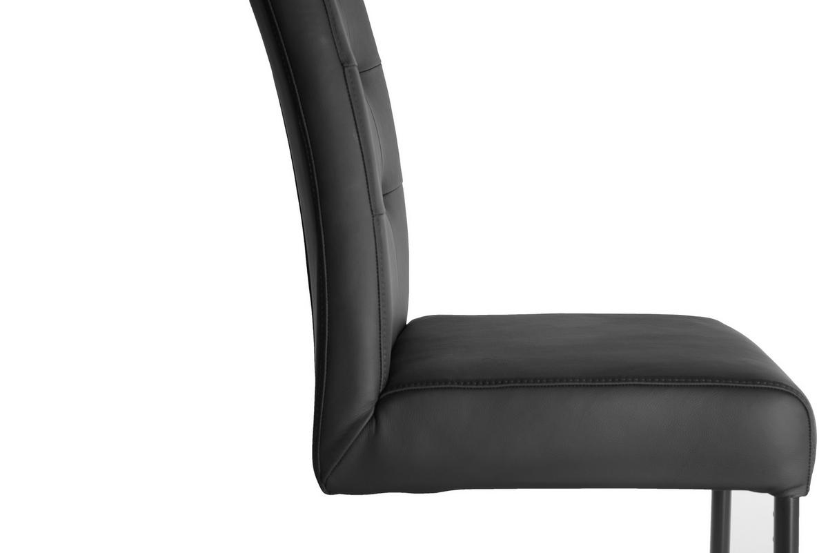 SCHWINGSTUHL    Echtleder  - Schwarz, Design, Leder/Metall (46/97/58cm) - Novel