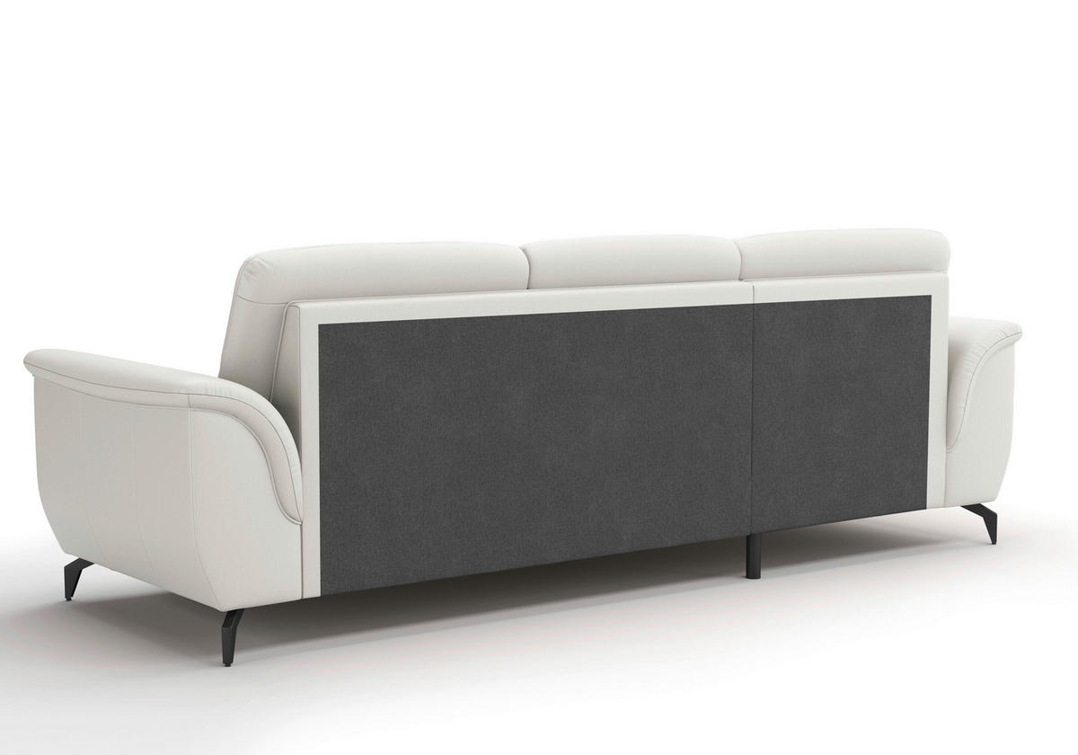 ECKSOFA in Vliesstoff Kombination Echtleder/Stoff Weiß  164/262 cm  - Schwarz/Weiß, MODERN, Leder/Textil (164/262cm) - Sit & More