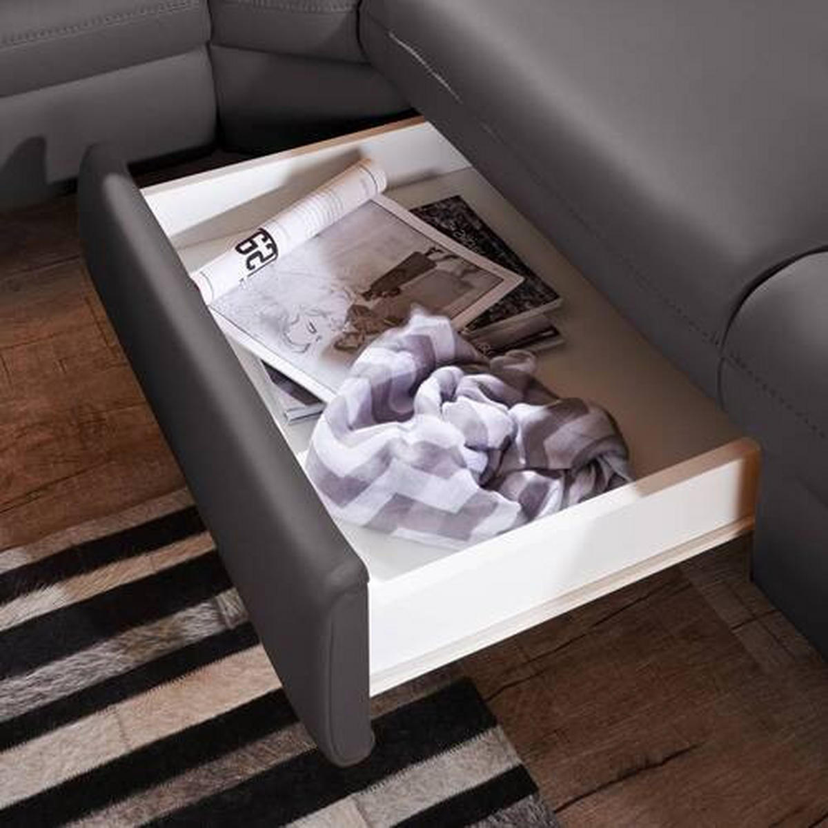 ECKSOFA in Echtleder Dunkelbraun  271/239 cm  - Dunkelbraun/Alufarben, Design, Leder/Metall (271/239cm) - Cantus